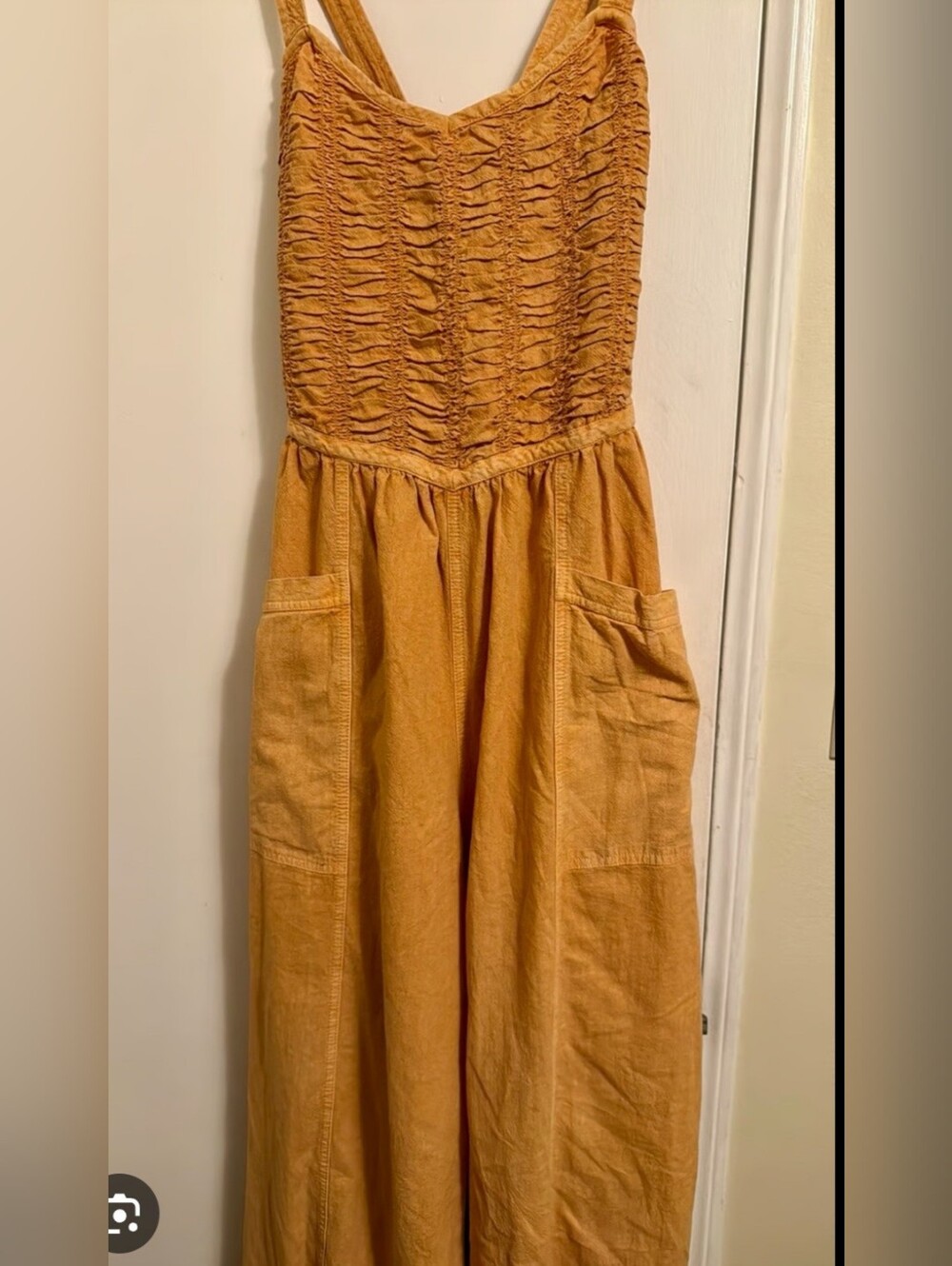 Free People Ochre Smocked-Strap Wide Leg Jumpsuit